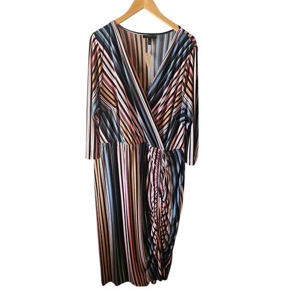 Lane Bryant striped Surplice-Neck Side-Ruched Midi Dress sz 22/24 new with tags - Picture 4 of 8